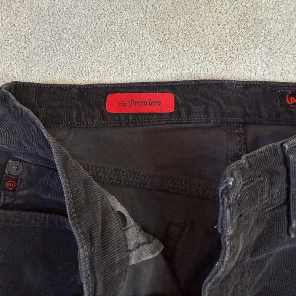 AG Adriano Goldschmied Black Charcoal Velvet Corduroy Straight Leg Pants Size 25 - Picture 4 of 16